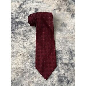 Polo by Ralph Lauren Burgundy Red‎ Silk Textured Geometric Pattern Neck Tie USA